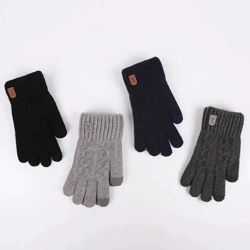 2023 new men's warm gloves winter touch screen plus fleece gloves cold warm wool knitted gloves winter gloves men