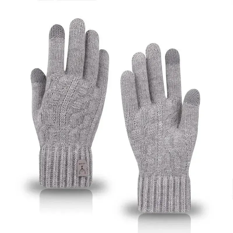 2023 new men's warm gloves winter touch screen plus fleece gloves cold warm wool knitted gloves winter gloves men