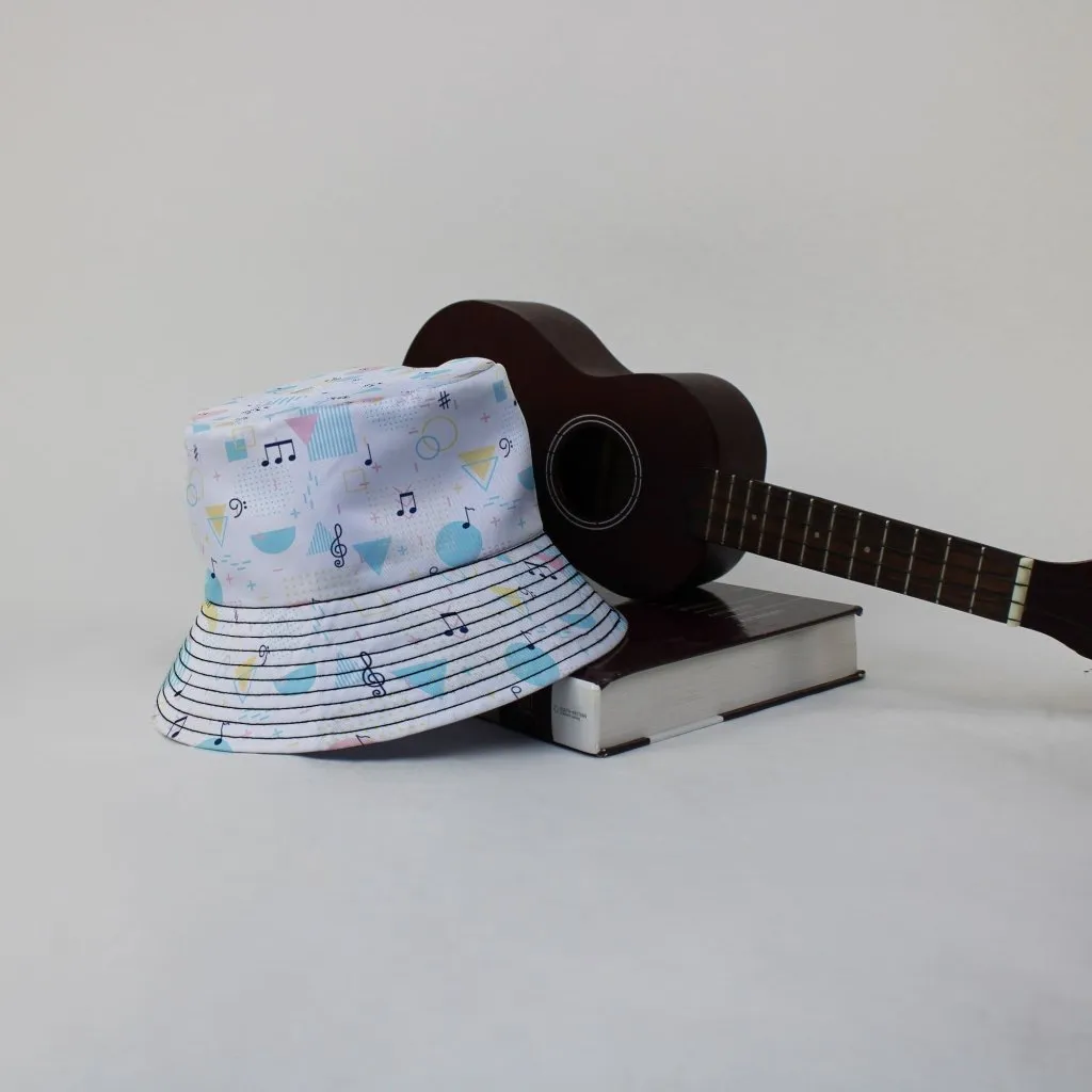 Alphabet Music Memphis Style White Bucket Hat