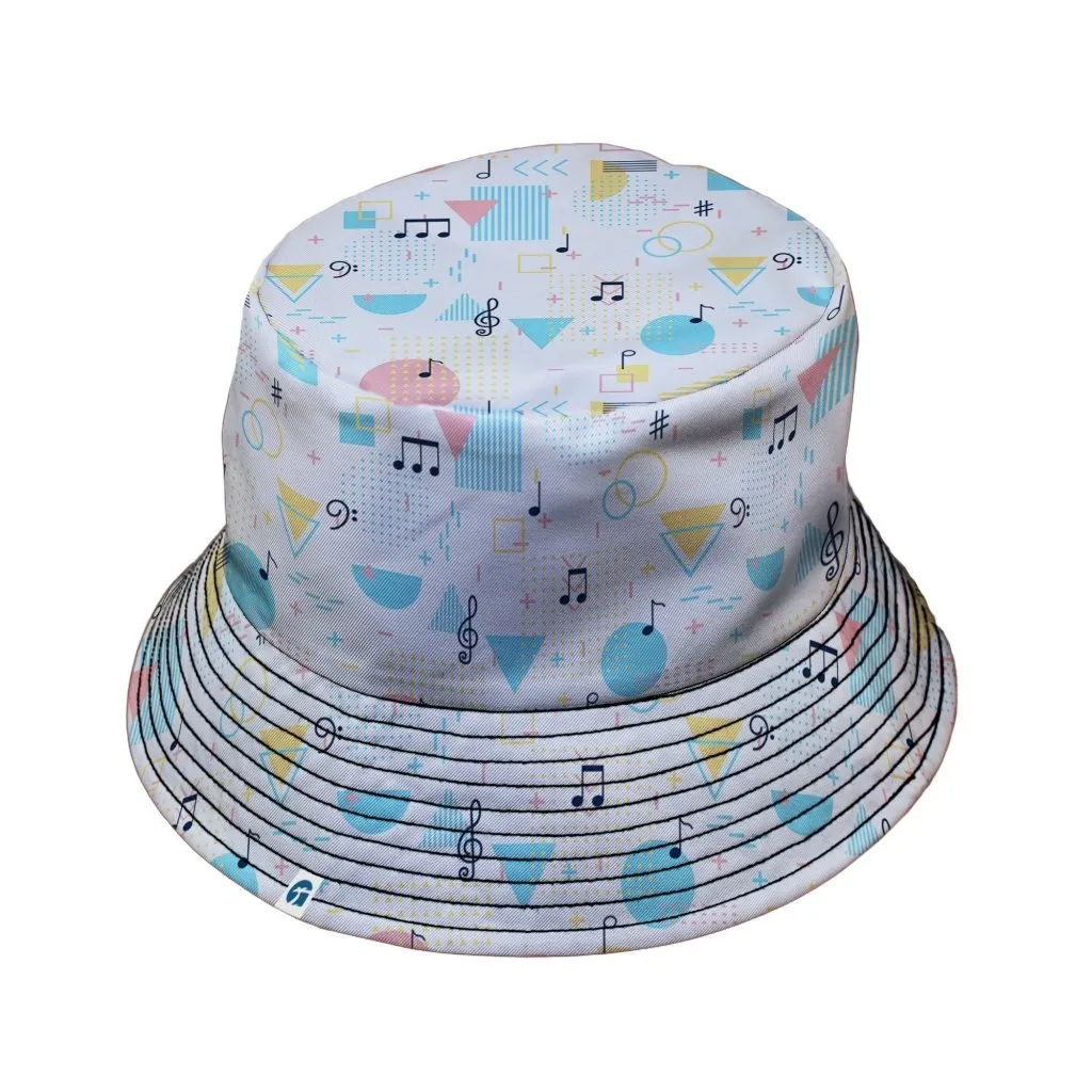 Alphabet Music Memphis Style White Bucket Hat