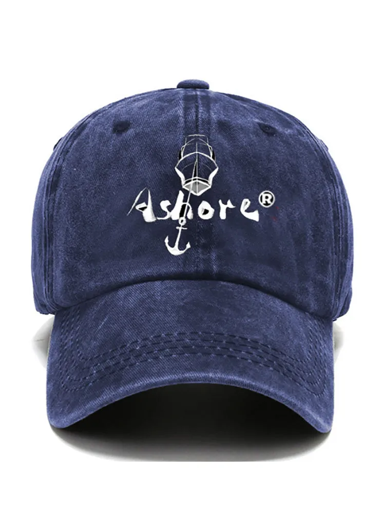 ASHORE Washed Baseball Hats Anchor Boat Ashore Marian Graphic Cotton Hats