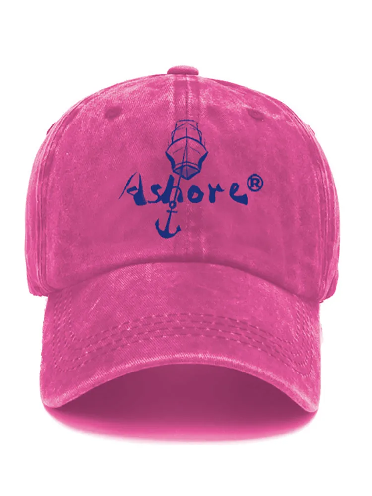 ASHORE Washed Baseball Hats Anchor Boat Ashore Marian Graphic Cotton Hats