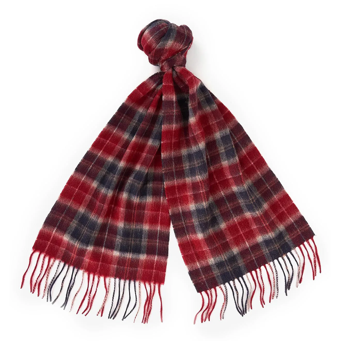 Barbour Tartan Scarf / Gloves Gift Set Cranberry