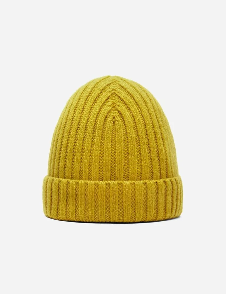 Bhode Rib Beanie Hat (Lambswool) - Piccalilli Yellow