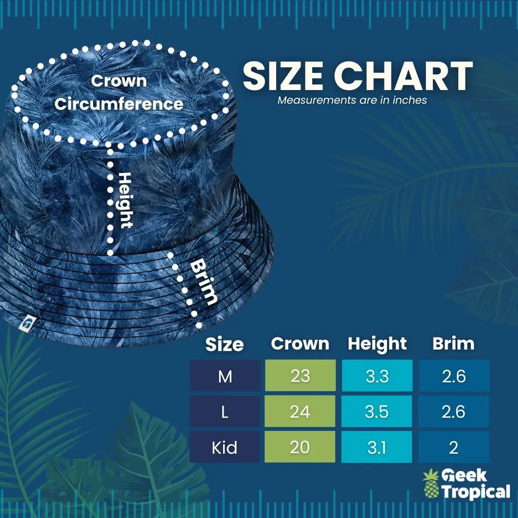 Blue Grey Hawaiian Space Bucket Hat