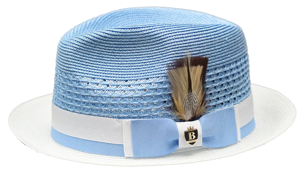 Blue White Bruno Capelo Men's Straw hat Belvedere Fashion Design