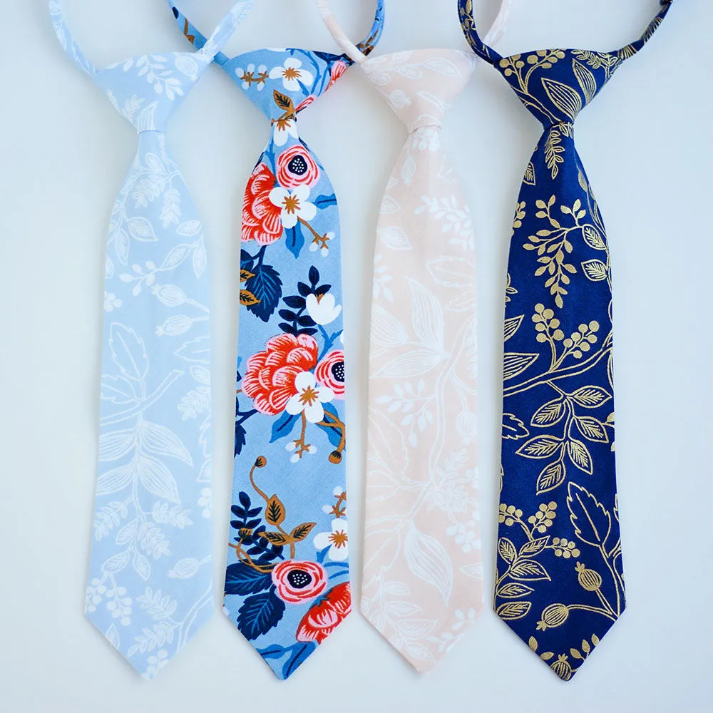 Boy's Necktie / Queen Anne In Navy And Metallic Gold