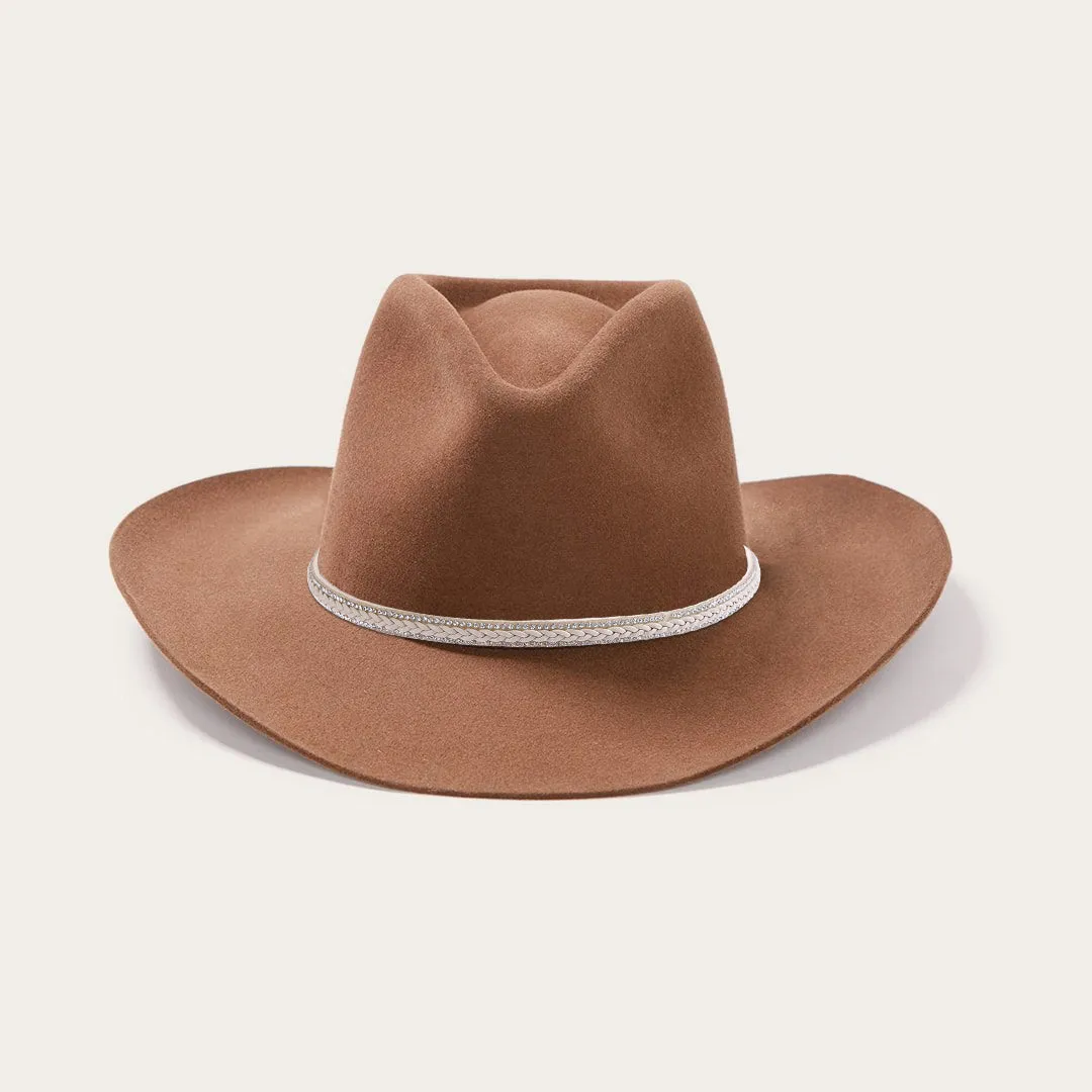 Brown Dune 5X Gun Club Hat with White Leather Hatband