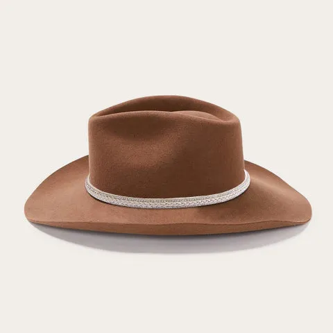 Brown Dune 5X Gun Club Hat with White Leather Hatband