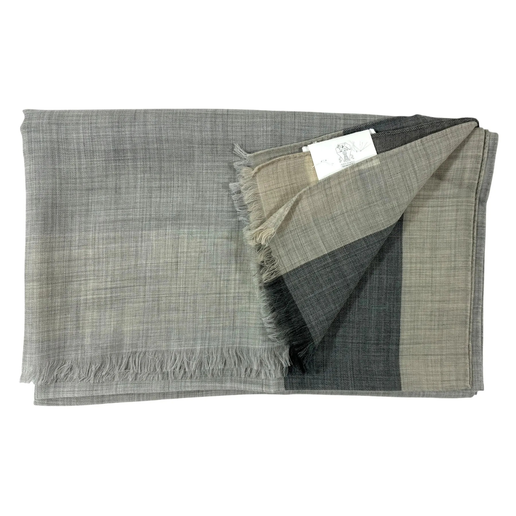 Brunello Cucinelli Scarf Gray Beige Black - Luxury Cashmere Men Shawl