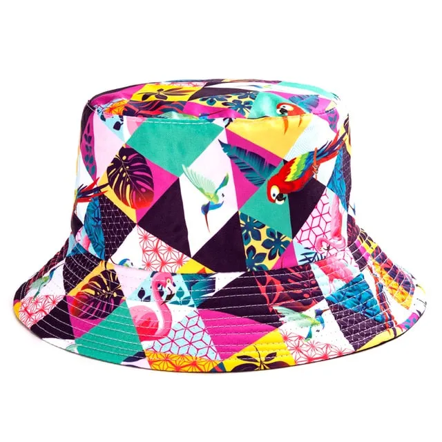 Bucket Hats Women Reversible Summer Print Bucket Hat Travel Hat