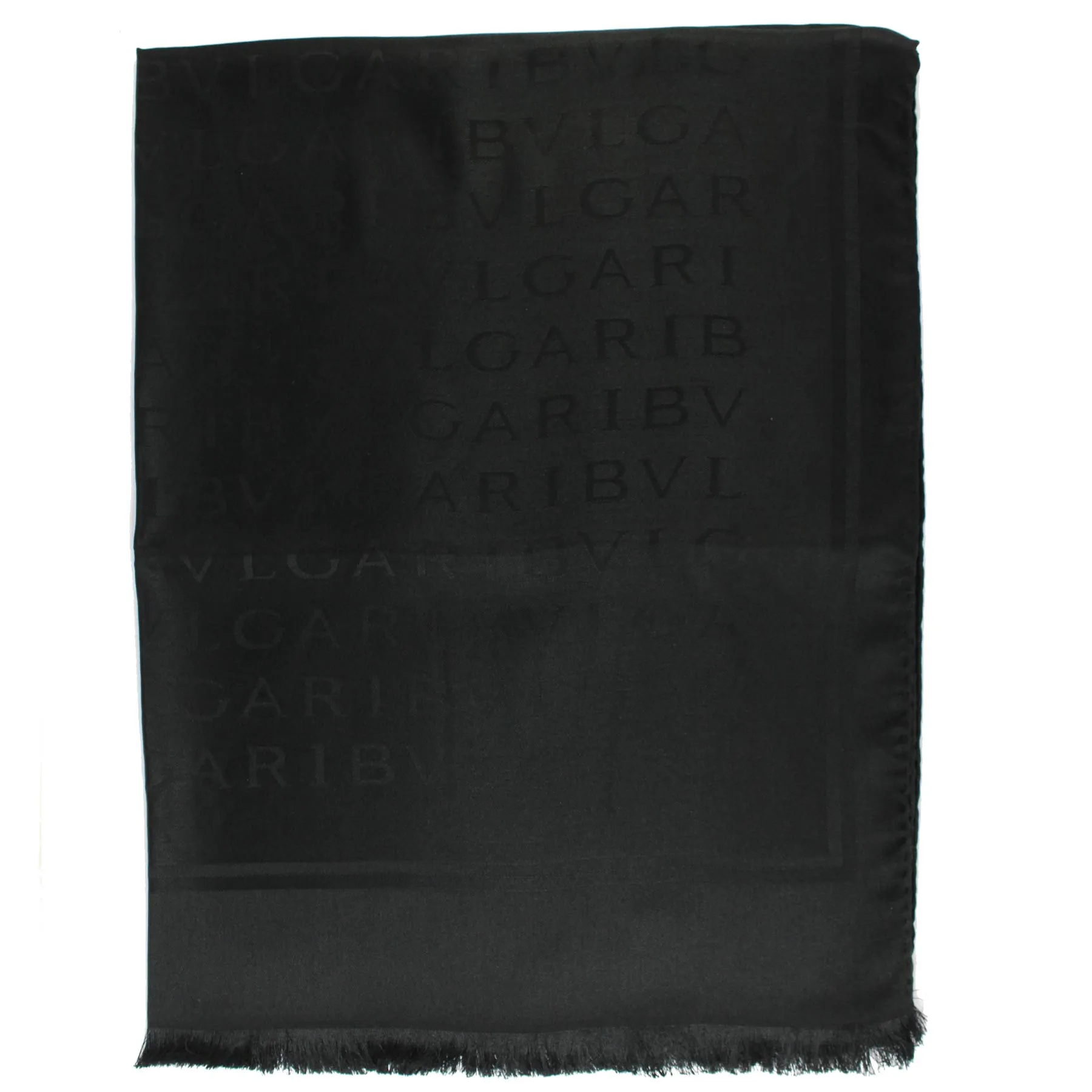 Bvlgari Scarf Black Logomania Design - Twill Silk Shawl SALE