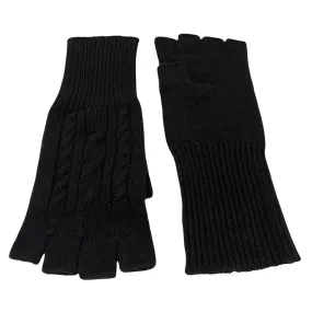 Cashmere Fingerless Gloves in Black