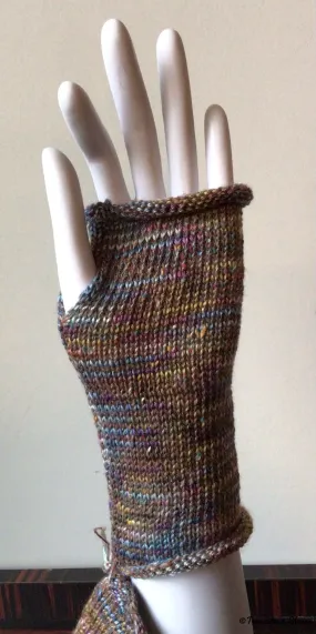 Deep Lavender Tweed Fingerless Gloves