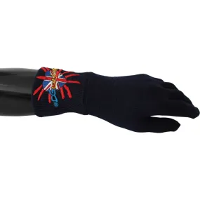 Dolce & Gabbana Blue Virgin Wool Unisex Gloves