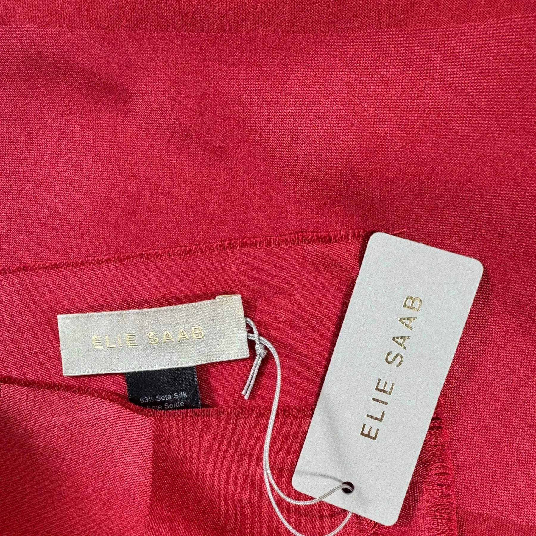 Elie Saab Scarf Red Logo - Wool Silk Designer Shawl SALE