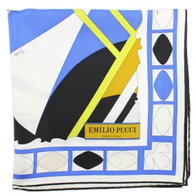 Emilio Pucci Silk Scarf Royal Blue Lime Design SALE