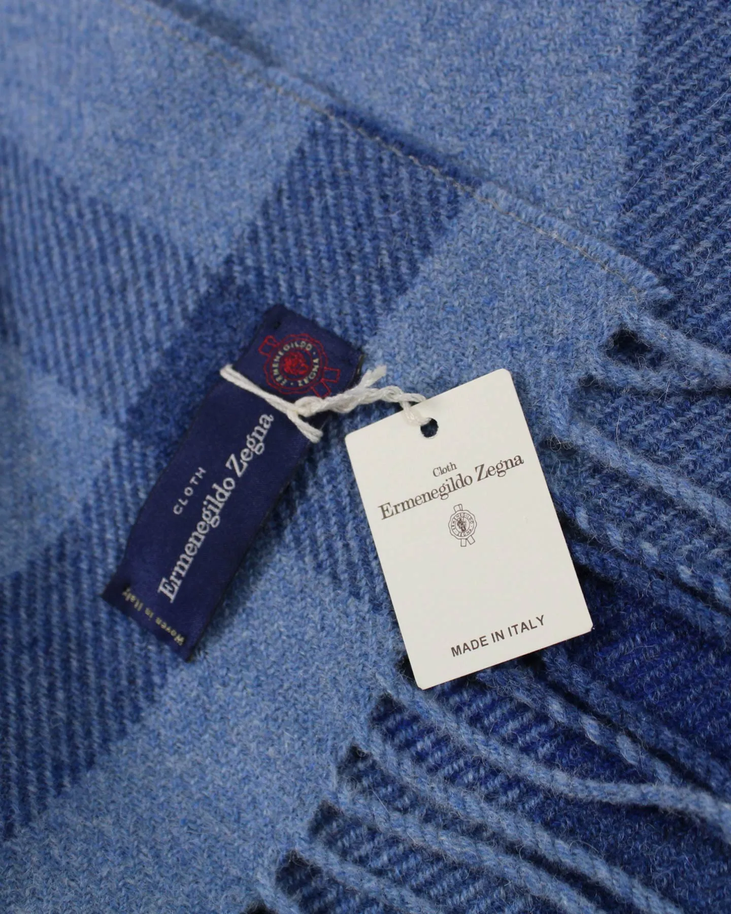 Ermenegildo Zegna Throw Blanket Blue Plaid - Luxury Wool Alpaca Cashmere