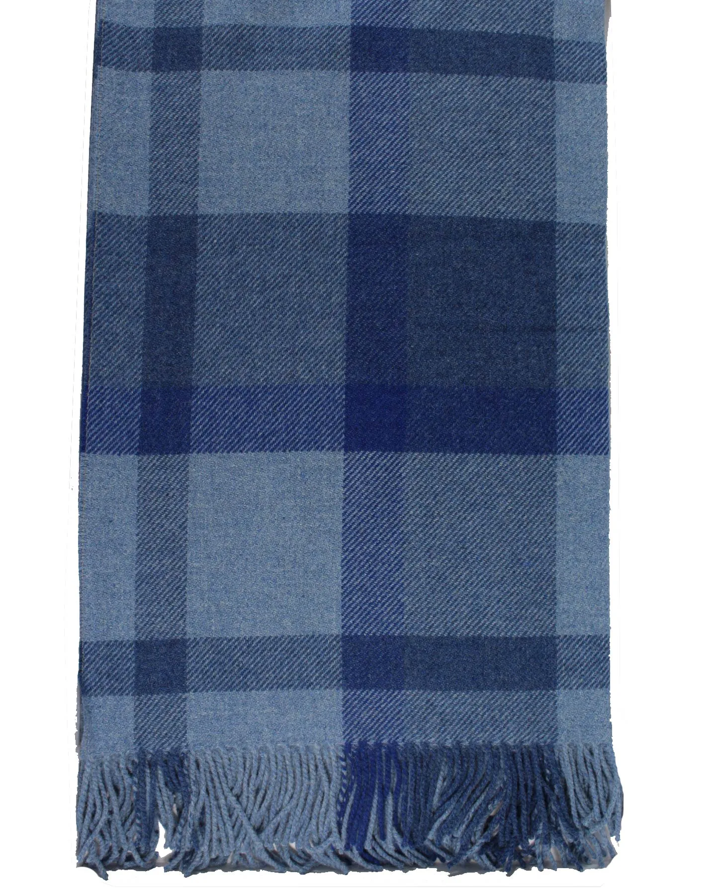 Ermenegildo Zegna Throw Blanket Blue Plaid - Luxury Wool Alpaca Cashmere