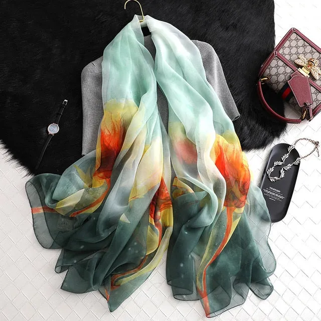 Fashion Silk Scarf Printed Bandana Shawl #2532