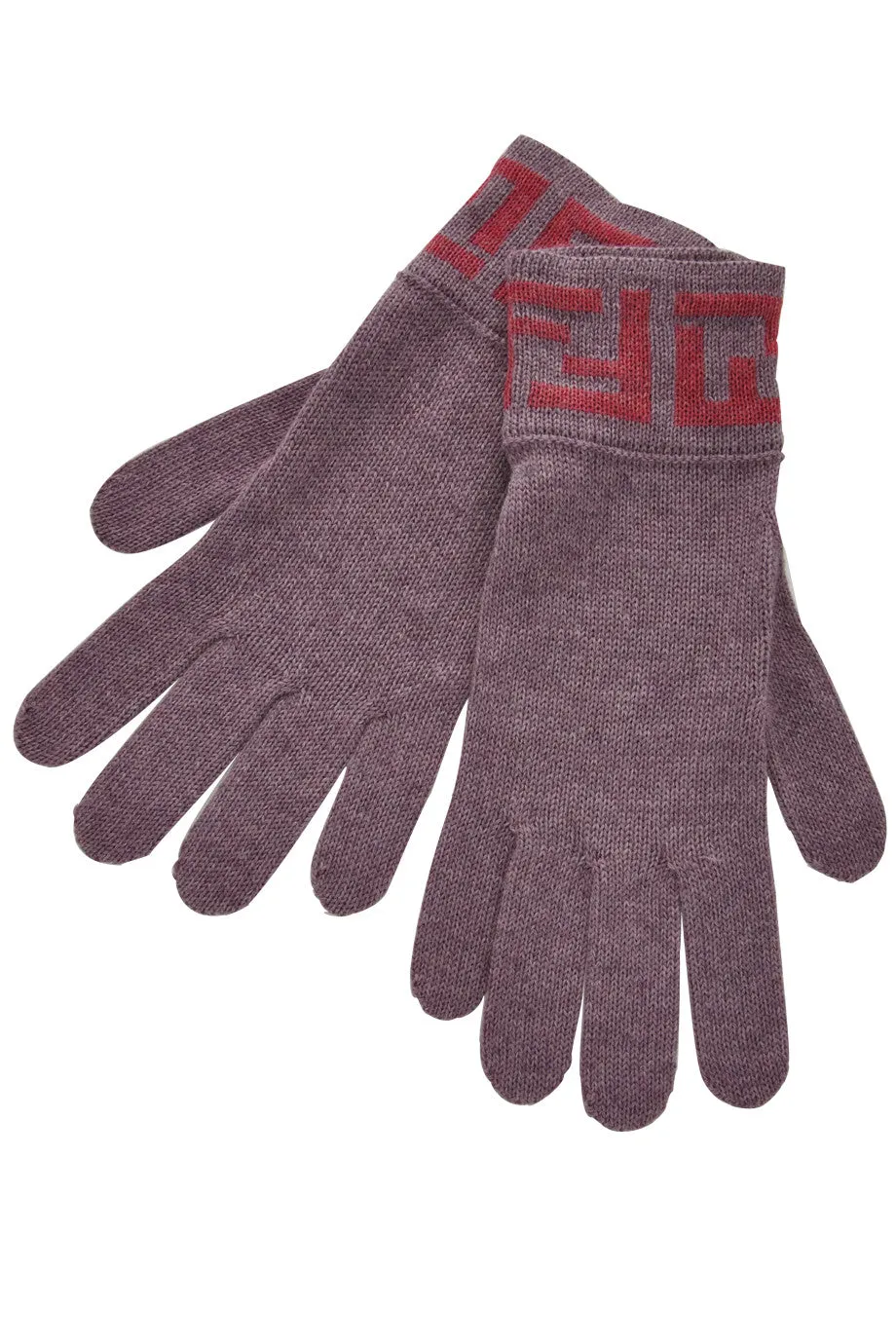 FENDI FF Purple Pink Wool Women Gloves