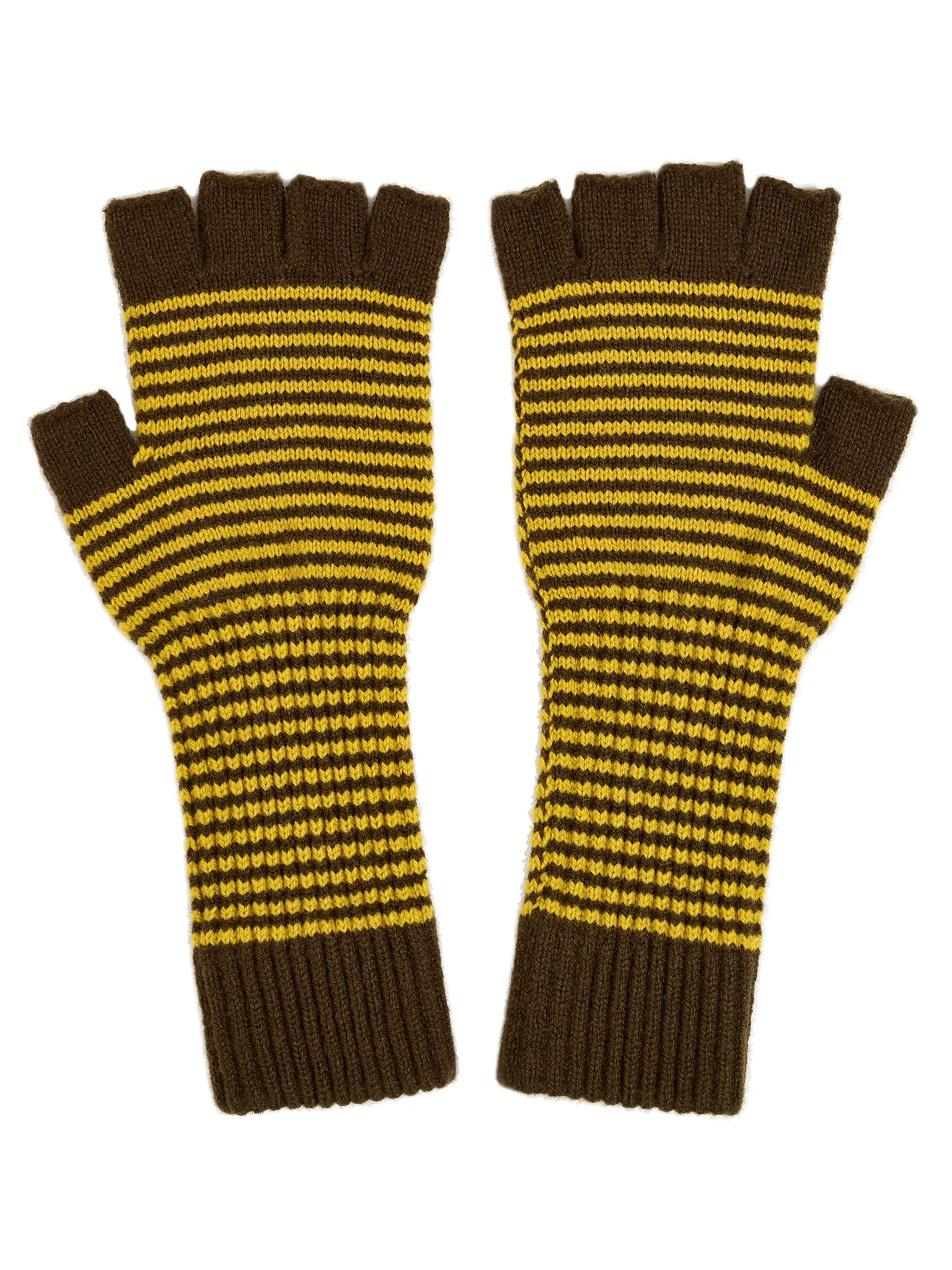 Fine Stripe Fingerless Gloves Military & Turmeric Sample Sale