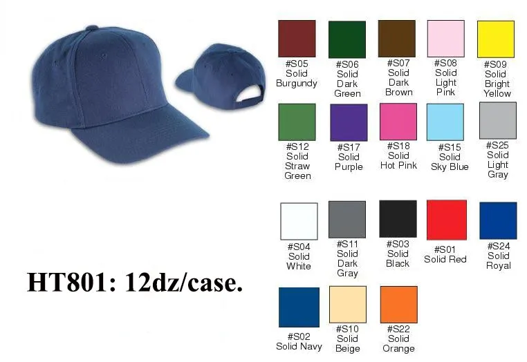 First Quality Plain Solid Baseball Caps Hats HT801