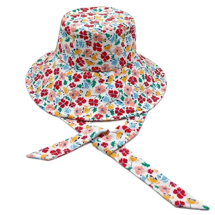 Floral Chin Tie Bucket Hat