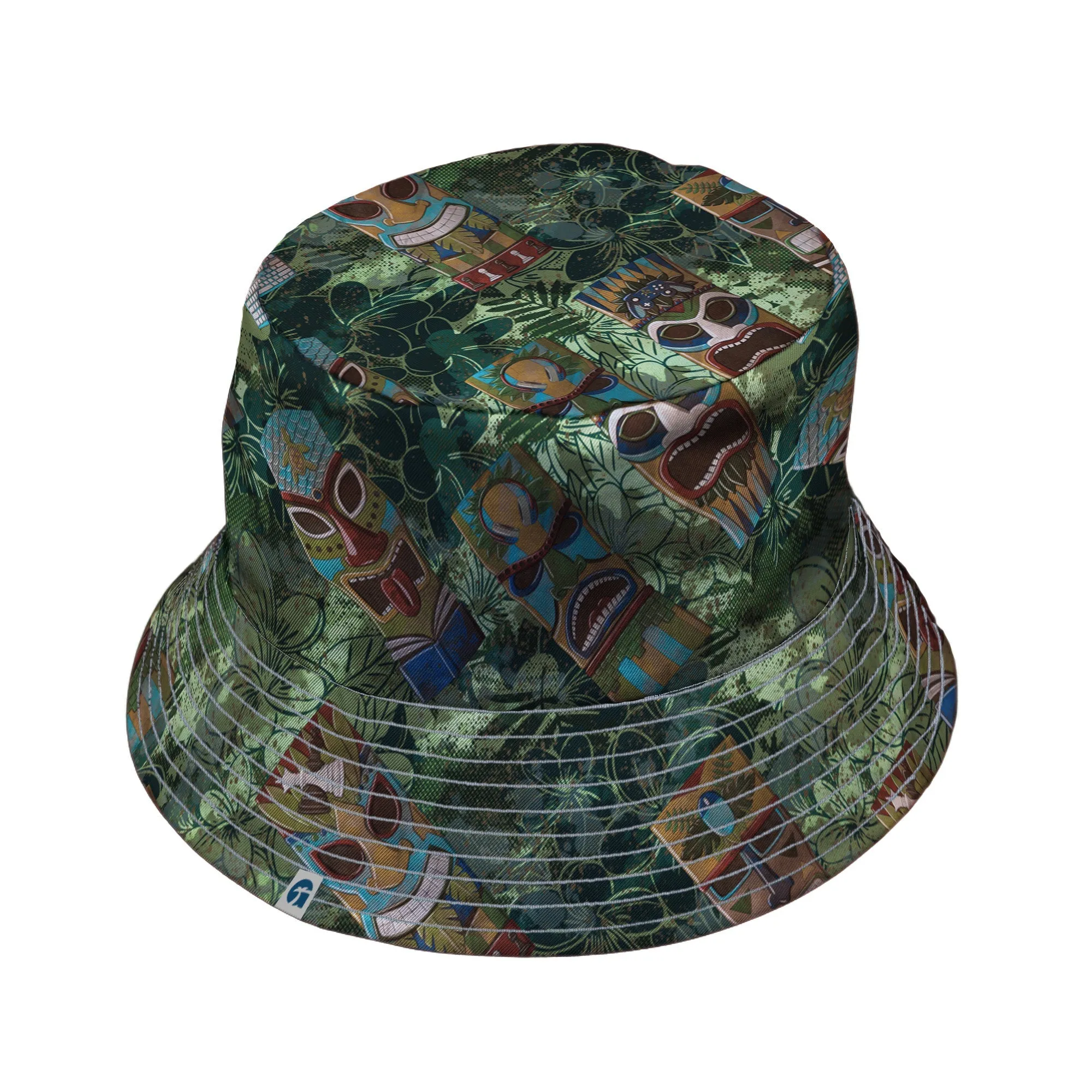 Geek Tiki Masks Light Green Bucket Hat