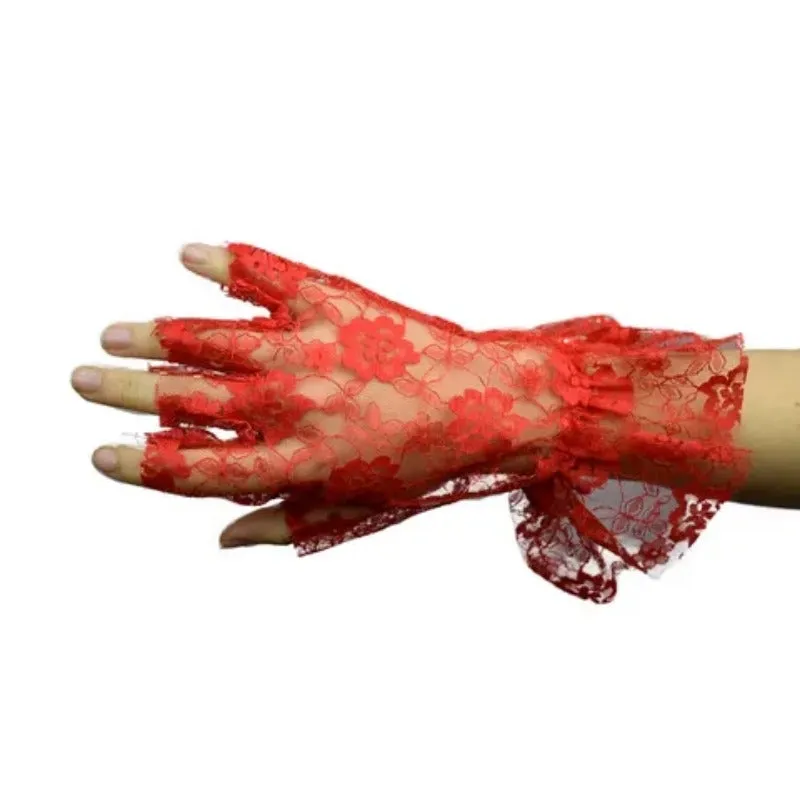 Gloves - Red Lace Fingerless