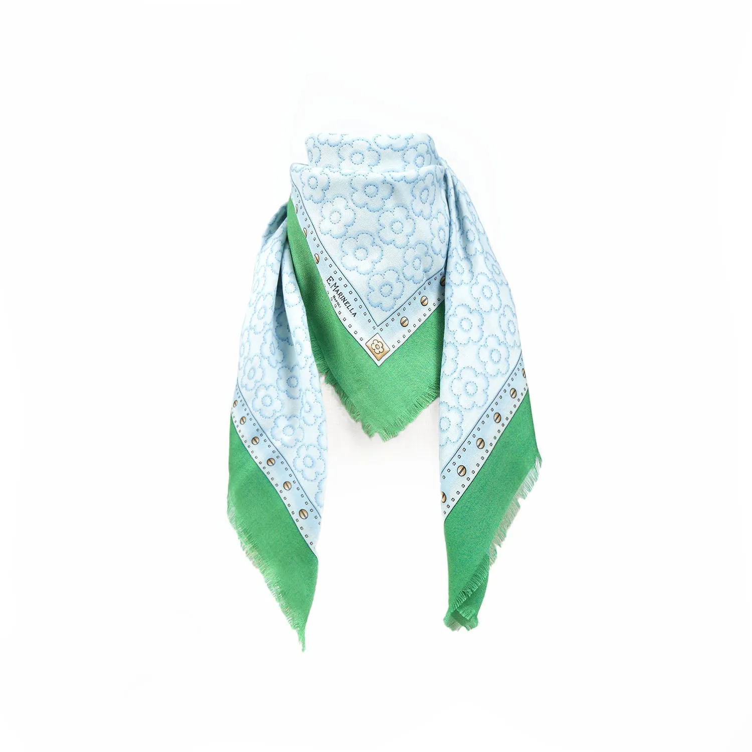 GREEN STOLE 115 IN WOOL, SILK AND CASHMERE