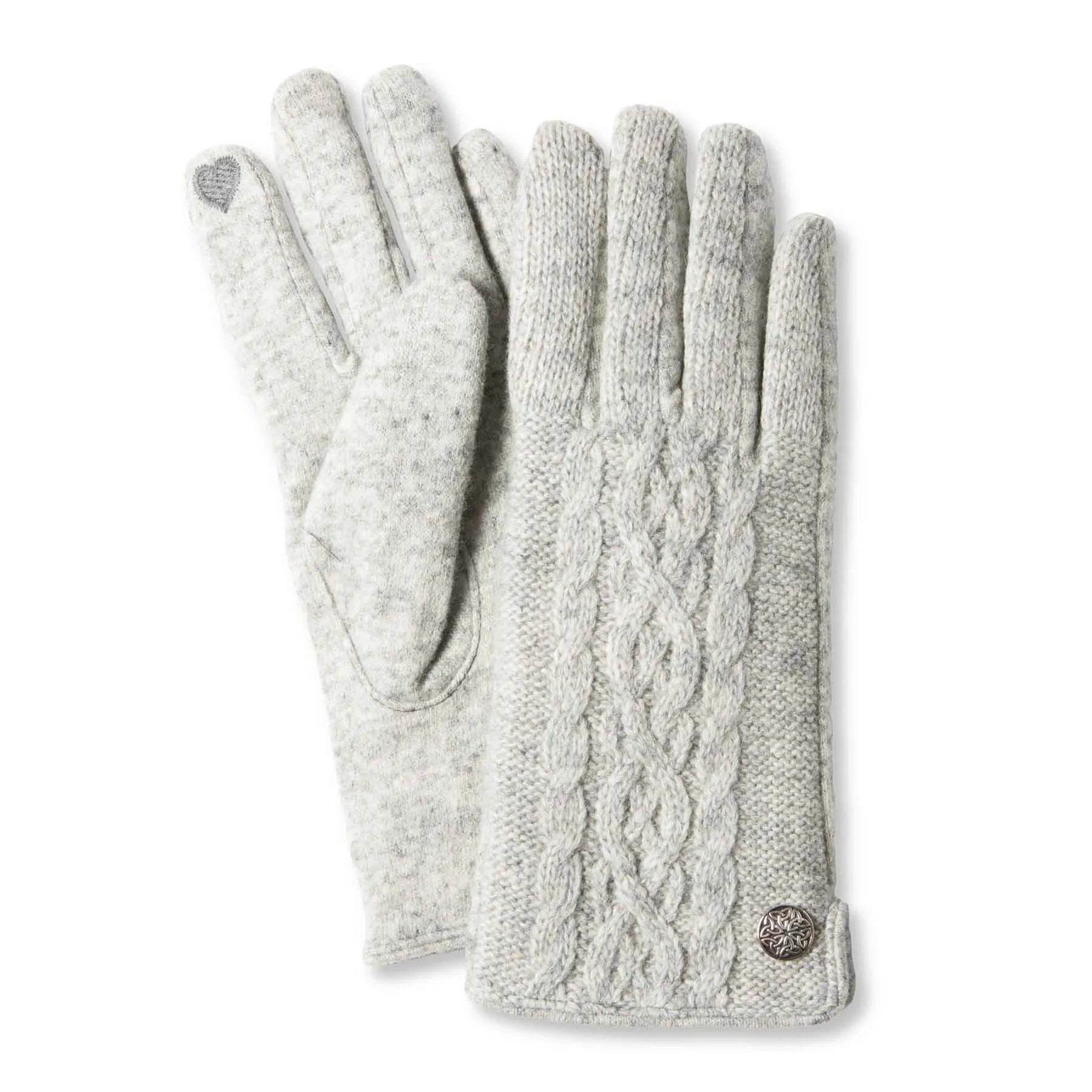 Grey Cable Knit Wool Gloves