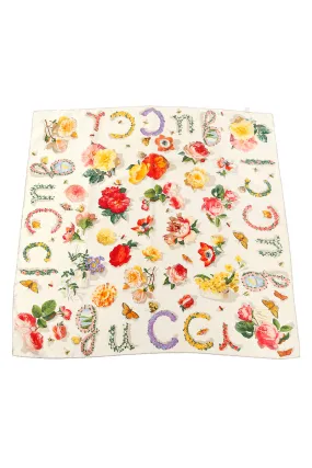 Gucci Colorful Silk Floral Scarf With Butterflies Bees and Insects