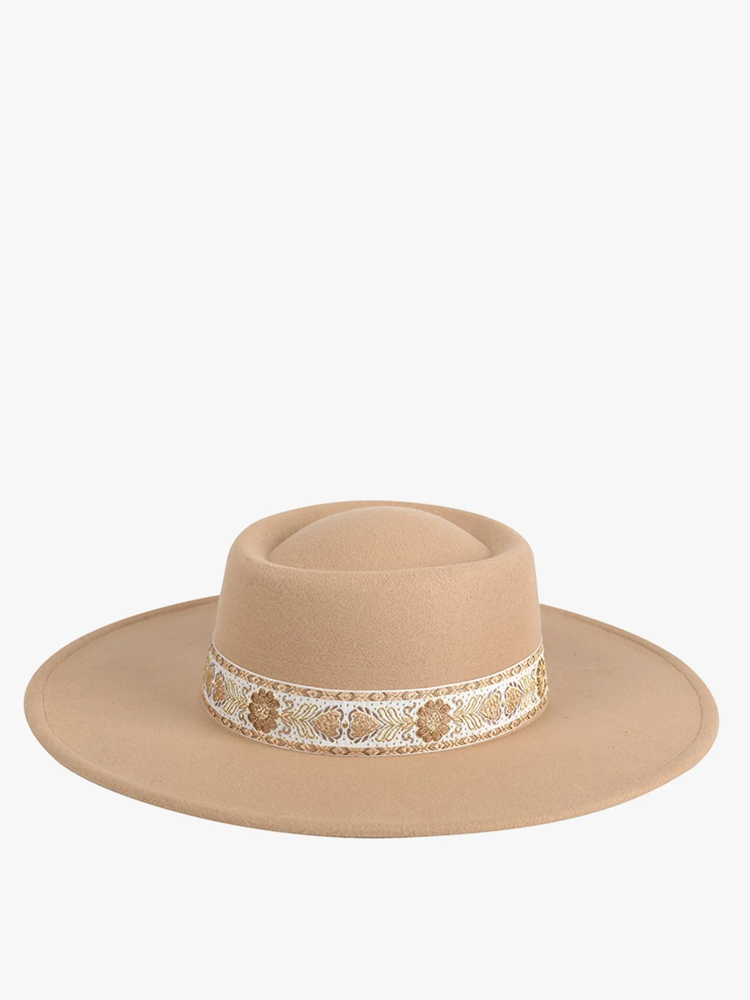 HAT2195 Ripley Floral Band Trim Wide Brim Fedora