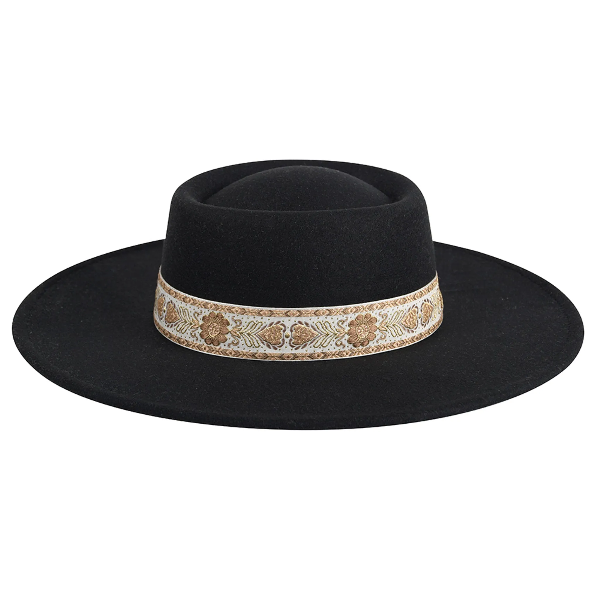 HAT2195 Ripley Floral Band Trim Wide Brim Fedora