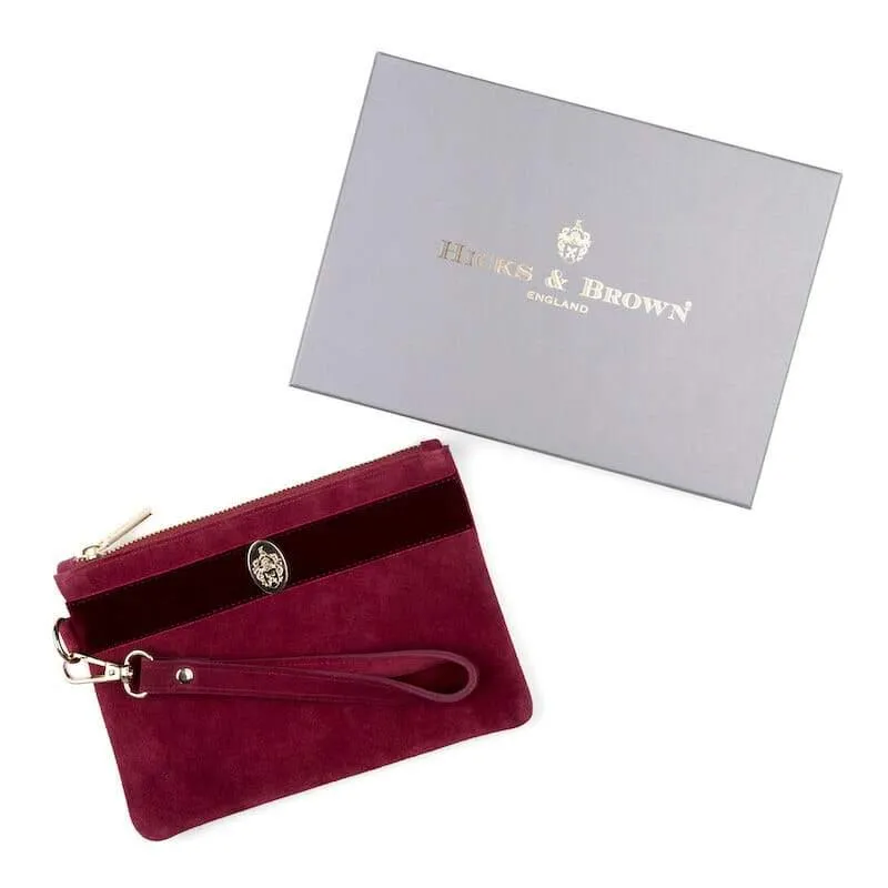 Hicks & Brown Chelsworth Suede Clutch Bag - Maroon