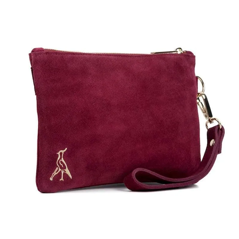 Hicks & Brown Chelsworth Suede Clutch Bag - Maroon