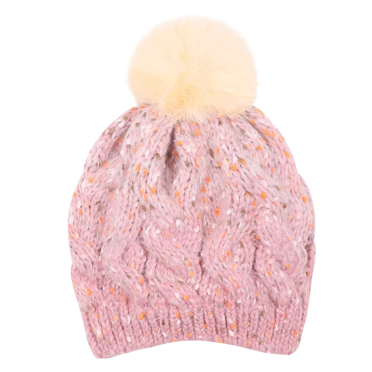 ililily Mixed Color Slouchy Soft Beanie Pompom Ribbed Knit Skully Winter Hat