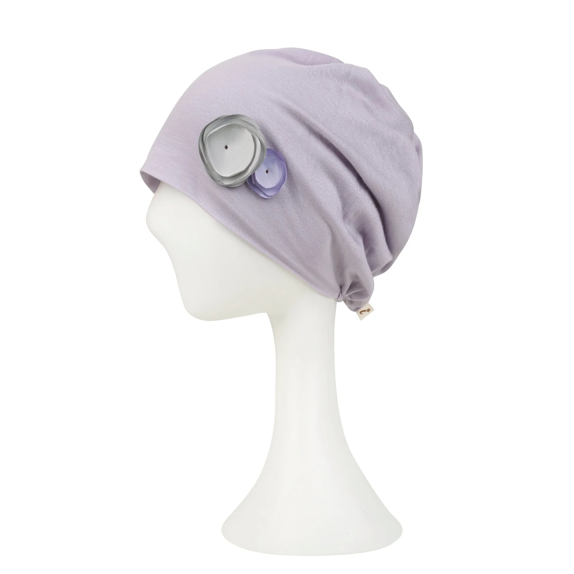 ililily TENCEL™Lyocell Flower Trim Beanie Ultra Soft Stretchable Head Cover Hat