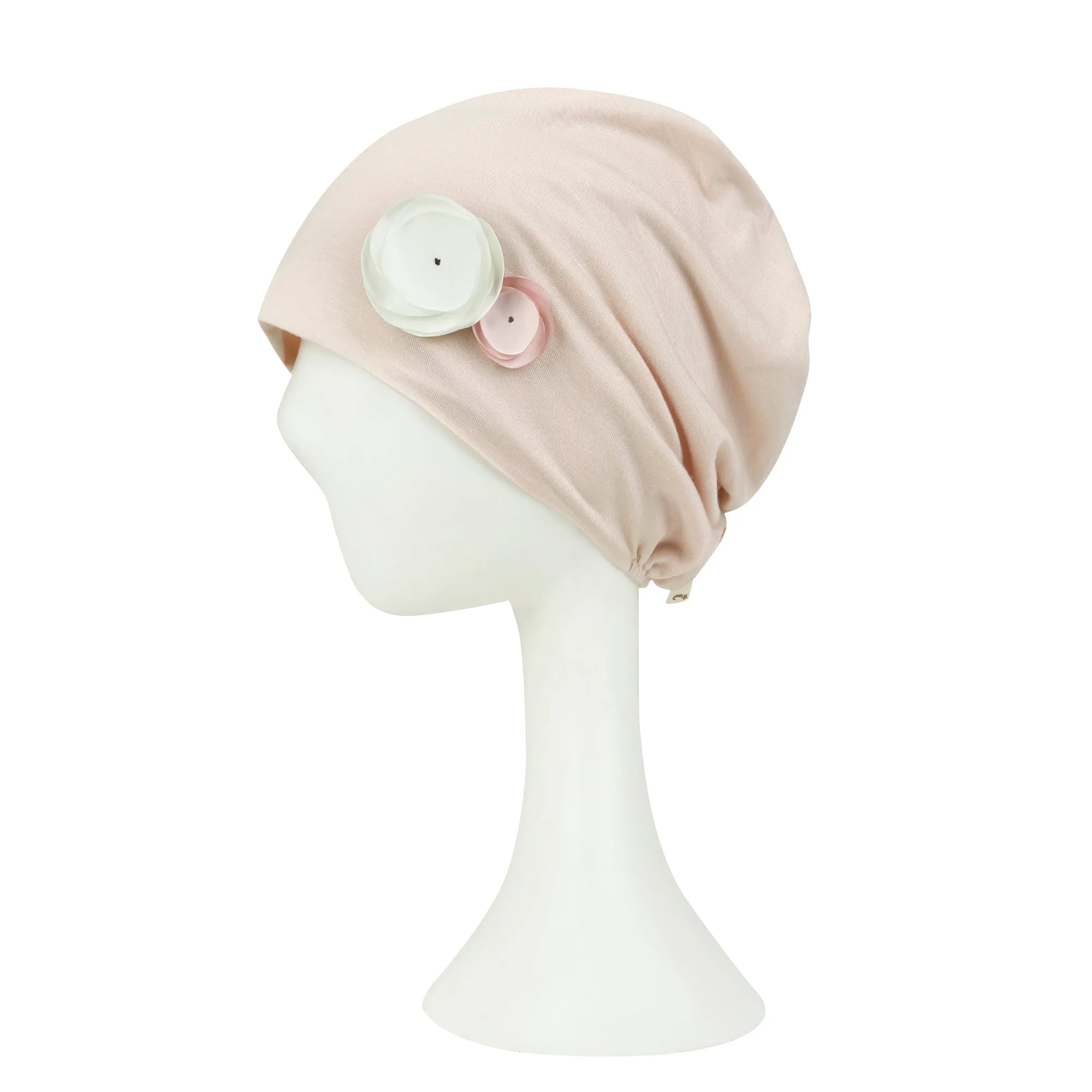 ililily TENCEL™Lyocell Flower Trim Beanie Ultra Soft Stretchable Head Cover Hat