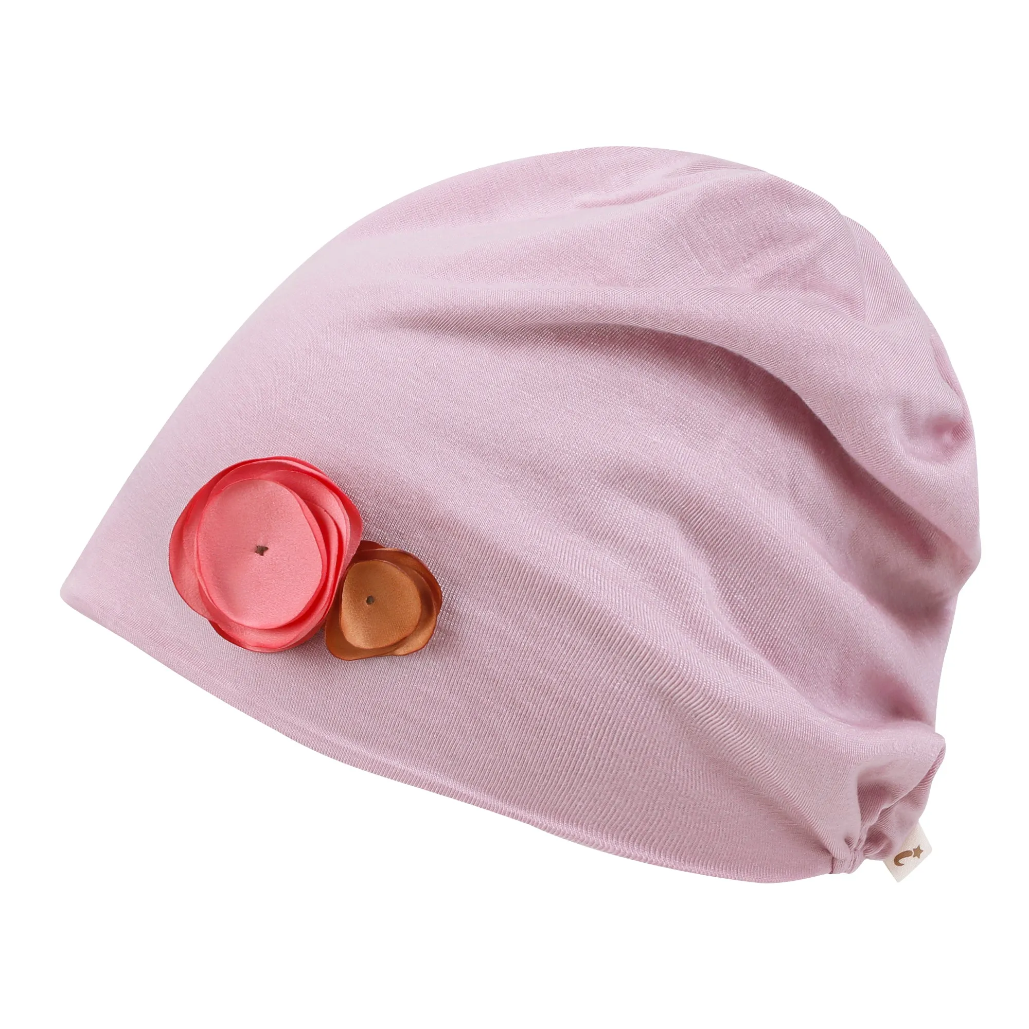 ililily TENCEL™Lyocell Flower Trim Beanie Ultra Soft Stretchable Head Cover Hat