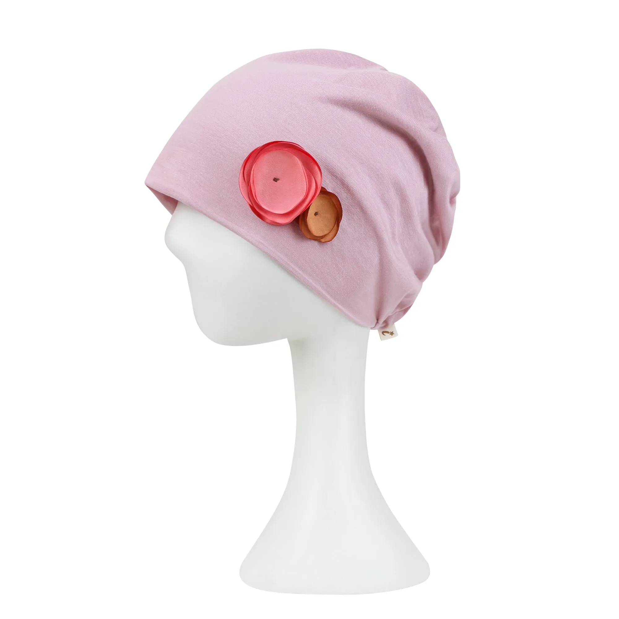 ililily TENCEL™Lyocell Flower Trim Beanie Ultra Soft Stretchable Head Cover Hat