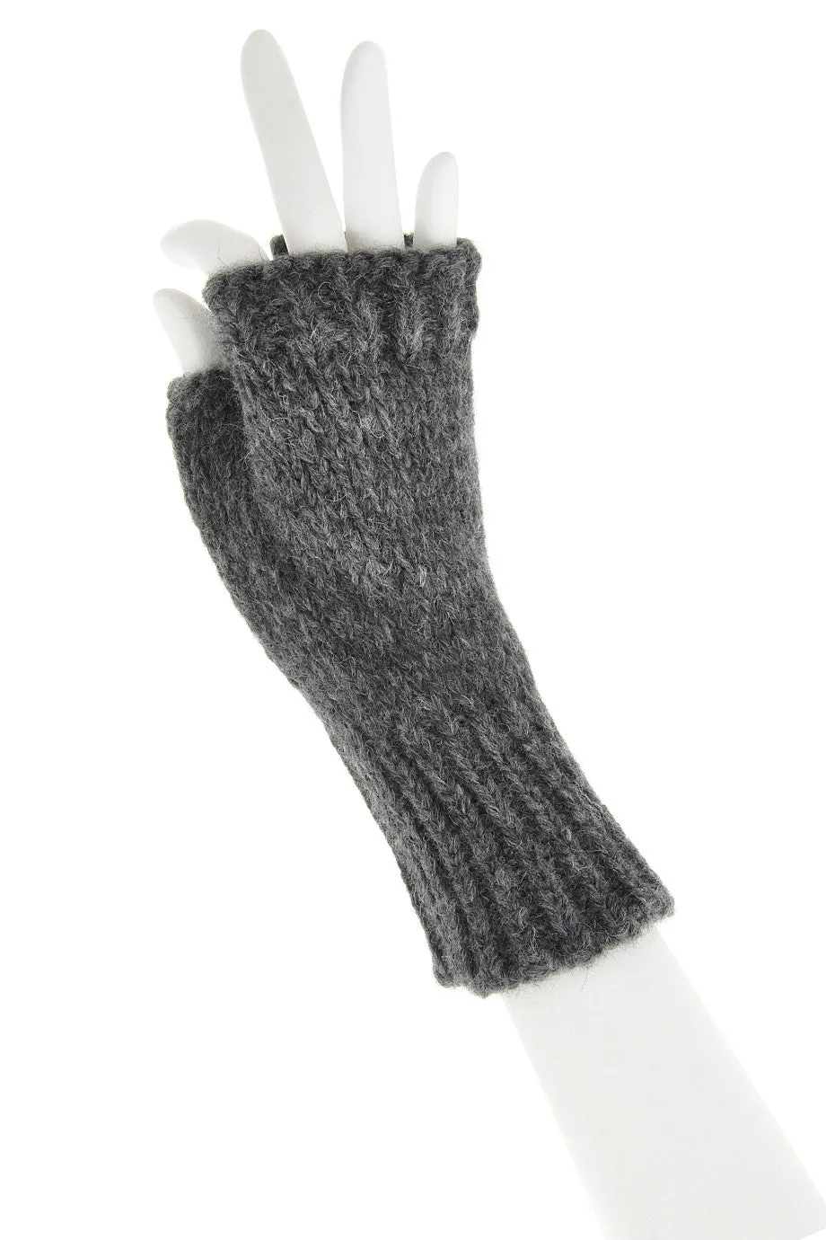 INVERNI ALPINE Baby Alpaca Grey Fingerless Women Wool Gloves