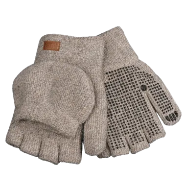 Kinco 5210 Alyeska Lined Knit Shell Half Finger with Convertible Mitt Hood Gloves (One Dozen)