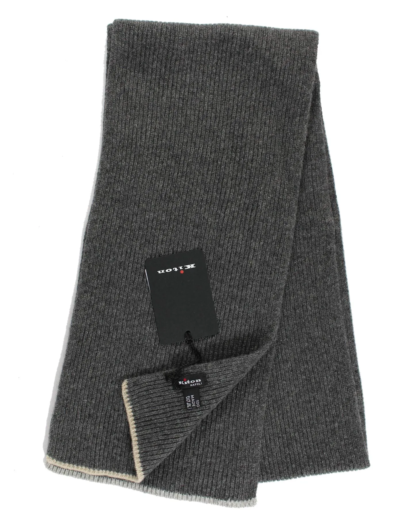 Kiton Cashmere Scarf Charcoal Gray