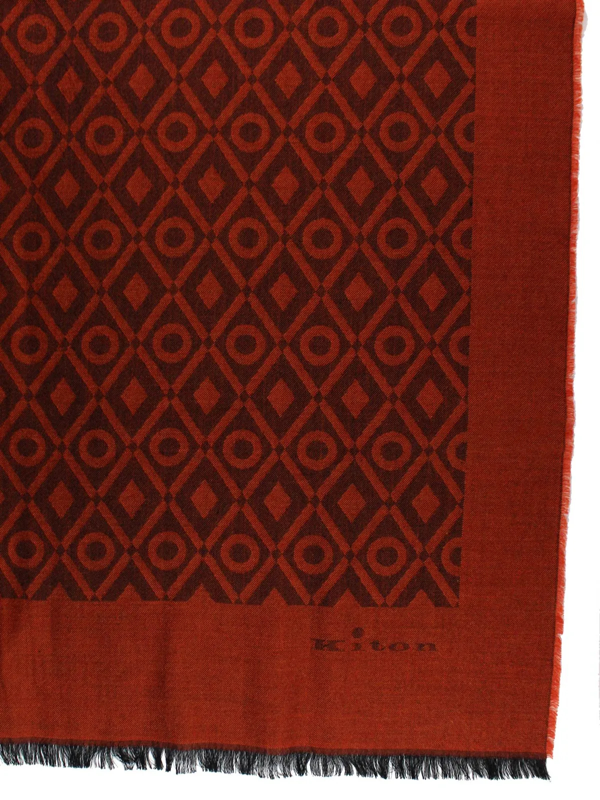 Kiton Scarf Brown Diamonds Cashmere Wool Silk SALE