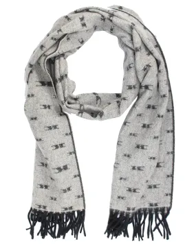 Kiton Scarf Gray K Logo Design - Luxury Wool Cashmere Shawl