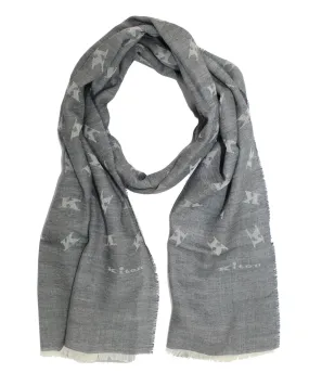 Kiton Scarf Gray K Logo Design - Wool Silk Shawl SALE