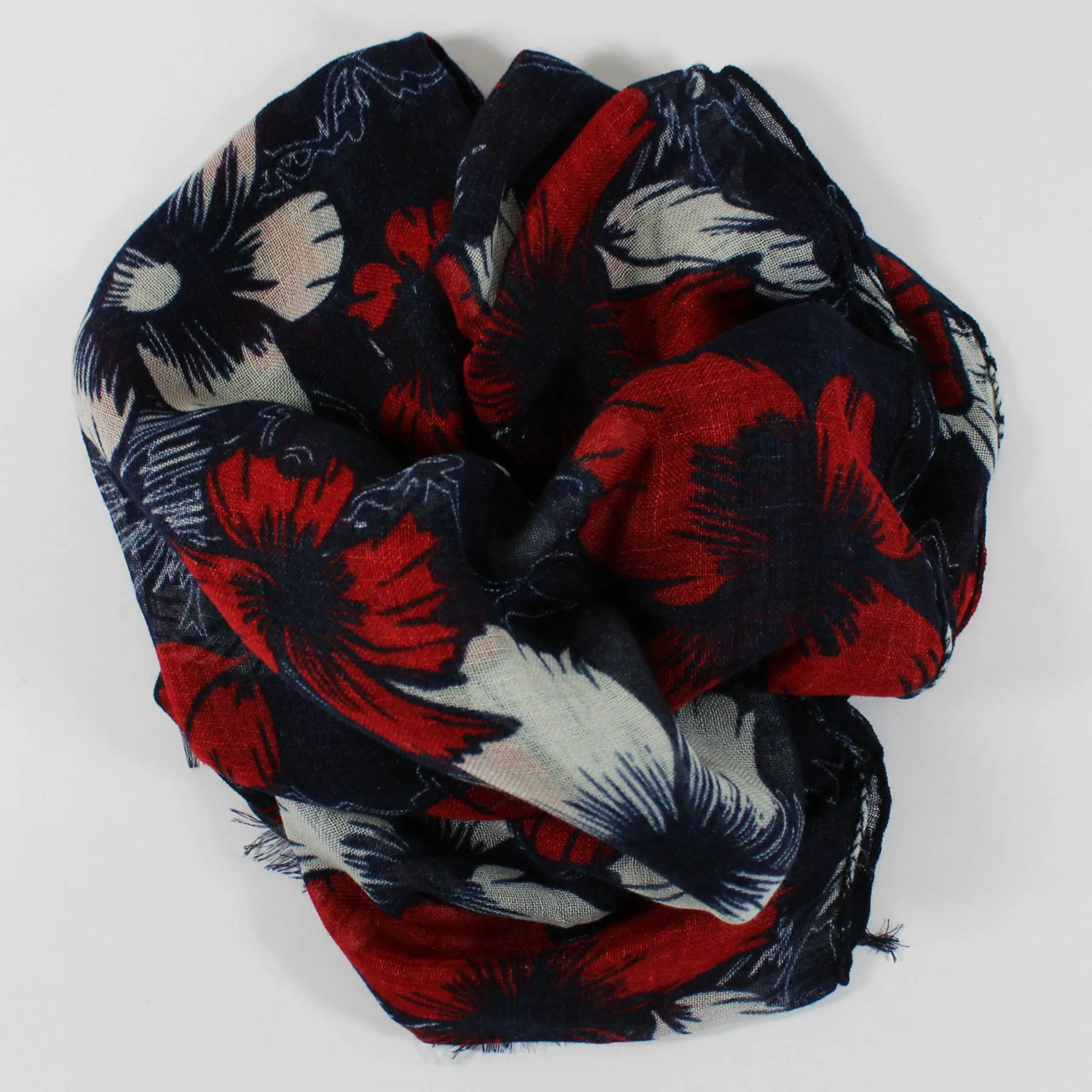 Kiton Scarf Navy Red White Floral Cashmere Silk SALE