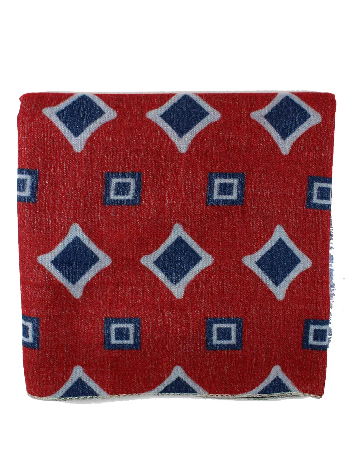 Kiton Silk Scarf Dark Red Blue Design FINAL SALE